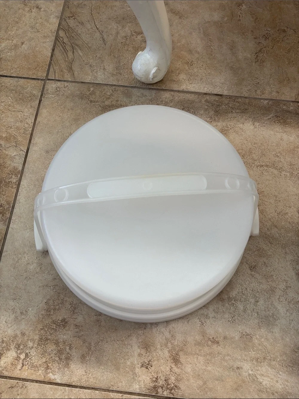 Round White Plastic Storage Container with Handle